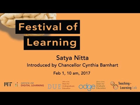 Video thumbnail for Festival of Learning 2017 Satya Nitta. Duration: 48:07. Topics: Data Science, Analytics & Computer Technology · Digital Learning · Education & Teaching