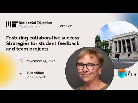 Video thumbnail for xTalk, November 13, 2025, Fostering Collaborative Success: Strategies for Student Feedback & Teams. Duration: 52:42. Topics: Business & Management · Digital Learning · Education & Teaching · Strategy & Innovation