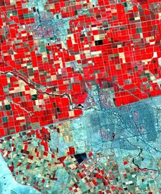 An aerial view of the U.S.-Mexico border.