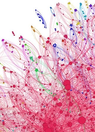 Colorful network graph of connect nodes.