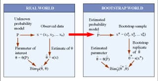 Translation from the real world to the bootstrap world.