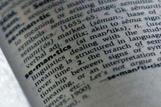 Photograph of a dictionary definition of the word ''semantics.''