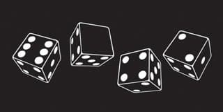 Four dice representing the course number 6.042.