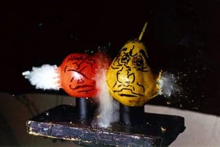 A bullet shot through fruit.